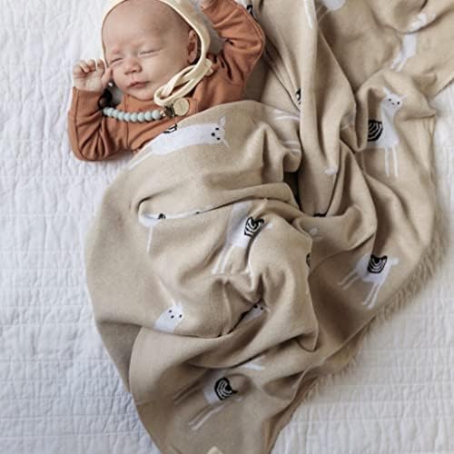 Bleu La La Cozy Llama Pattern Swaddling Blanket