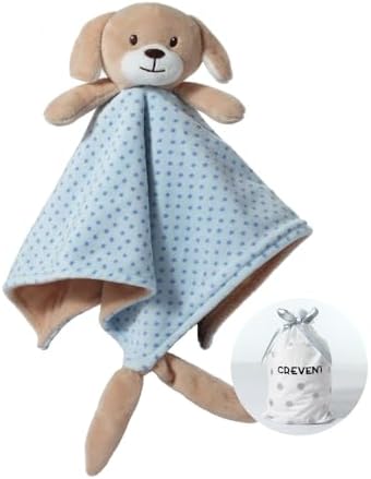 CREVENT Soft Plush Security Blanket Blue Dog