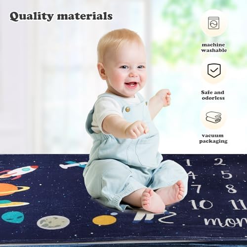 Baby Monthly Milestone Star Astronaut Swaddling Blanket - 40x50IN