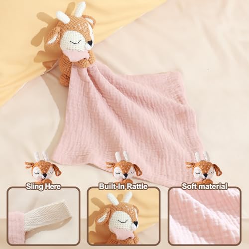 BBYP Baby Deer Security Blanket with Rattle