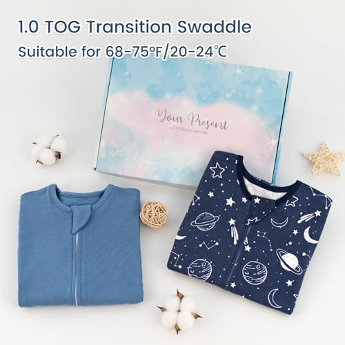 ZIGJOY Shark-Fin Transition Swaddle - 10 Tog 3-6 Months Soft Cotton
