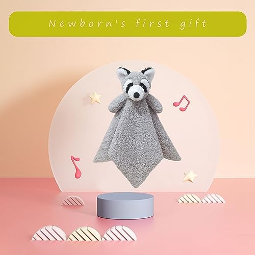 Doindute Baby Gray Raccoon Security Blanket 14 Inches