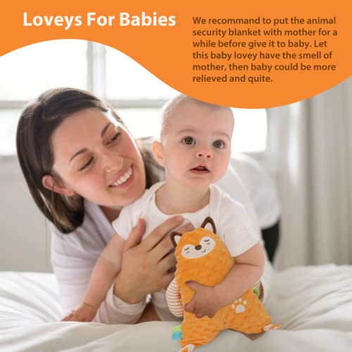 Baby Security Blanket with Teething Toy and Snuggle Animal