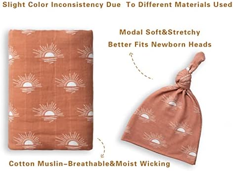 Miaoberry Organic Cotton Baby Muslin Swaddle Blanket Set