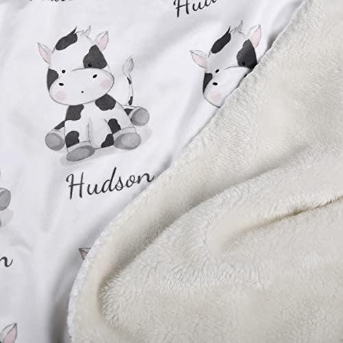 Custom Cow Print Baby Blanket with Name