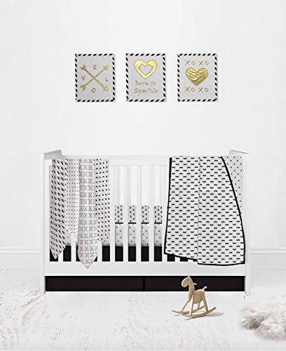 Bacati 4 Piece Love Muslin Swaddling Blankets BlackWhite