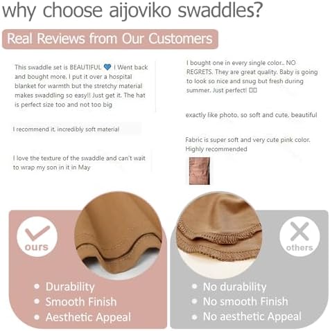 Aijoviko Newborn Swaddle Blanket with Hat Set 1
