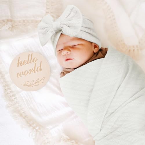 DRESHOW BQUBO Baby Swaddle Blankets Set 4PCS White with Hat and Bow