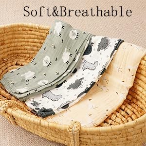 CoolaPeach Muslin Swaddle Blankets 3 Pack for Baby Boys Girls
