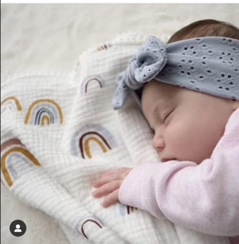 CHUNGEL Boho Rainbow Baby Blanket 40x47 Gender Neutral Tassel Muslin with Fringe