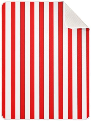 FLildon Red White Stripes Cotton Baby Blanket 30x40