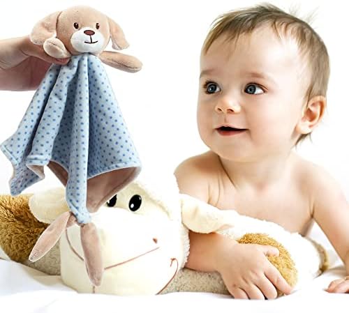 CREVENT Soft Plush Security Blanket Blue Dog