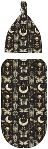 Muishi Moths and Moons Swaddle Blanket and Hat Set