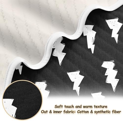 KICPOAY Doodle White Lightning Bolt Swaddle Blanket for Newborns