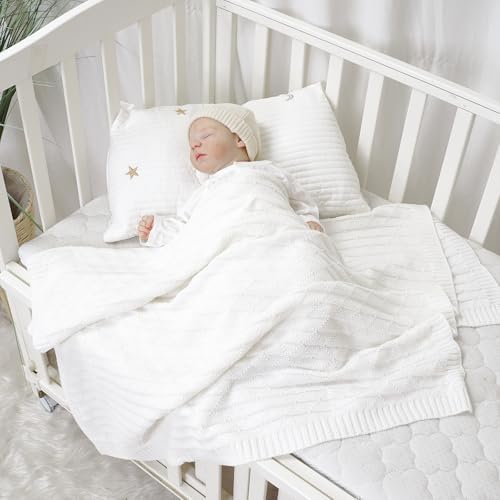 Wugugu Baby Receiving Blanket 30x40 Inch Soft Knit Neutral Swaddle