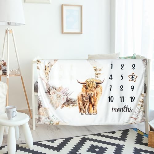 Mindsoft Boho Floral Baby Milestone Blanket