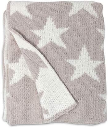 Living Textiles Grey Stars Chenille Baby Blanket Reversible