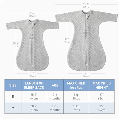 Cozy Baby Sleep Sack with Sleeves for 3-6 Months