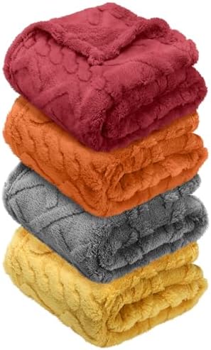 4 Pcs Fleece Swaddling Blankets for Baby 30 x 40 Inches
