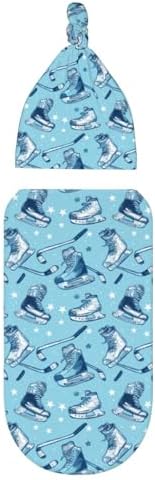 Muishi Ice Hockey Swaddle Blanket Hat Set for Newborns