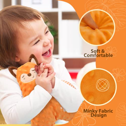 Baby Security Blanket with Teething Toy and Snuggle Animal