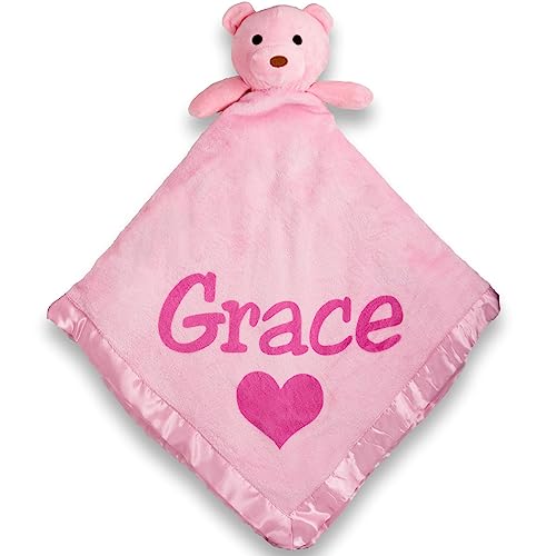 Custom Catch Personalized Teddy Bear Baby Blanket - Pink