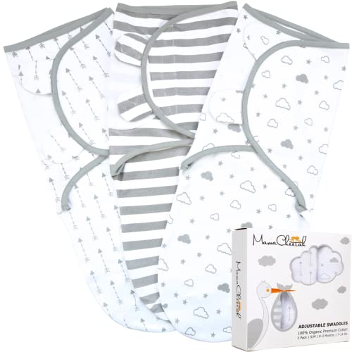 Mama Cheetah Organic Baby Swaddle Blanket 3-Pack Grey