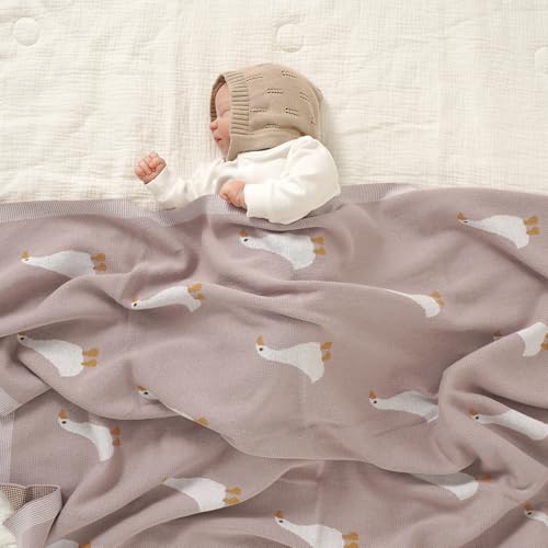 Mimixiong Soft Cotton Baby Blanket with Cute Goose