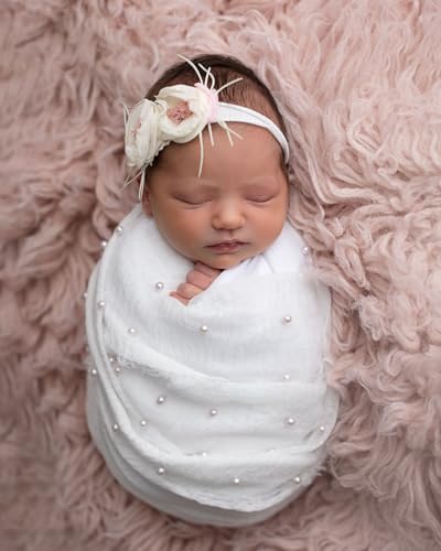Giggle Angel Newborn Photo Wrap Blanket with Pearl Headband