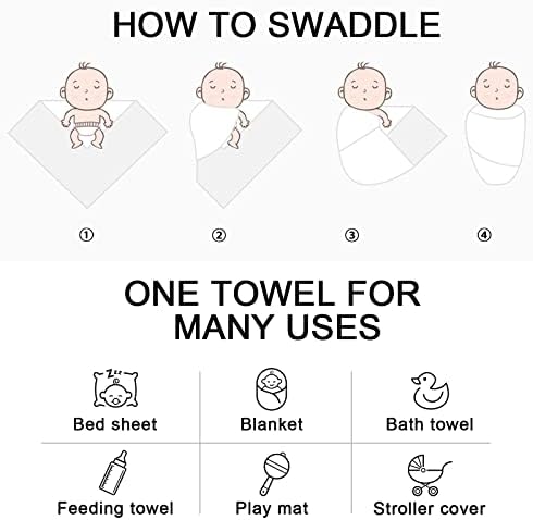AQOKKA Newborn Swaddle Blanket with Bow Hat Mittens Wooden Card Set