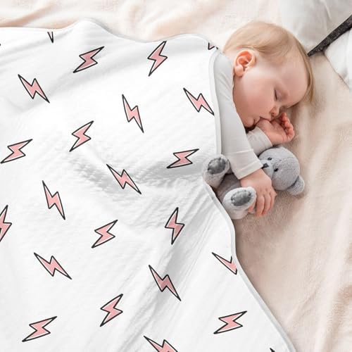 Pink Lightning Bolt Baby Swaddle Blanket for Boys and Girls