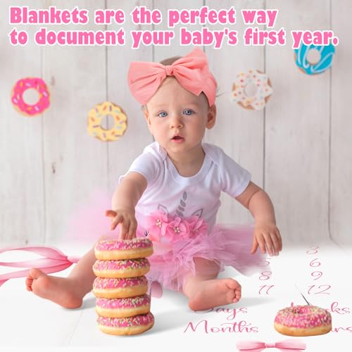 Preboun Monthly Milestone Blanket for Baby Girls 1