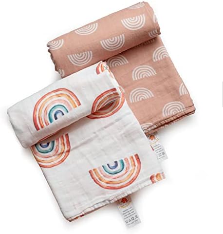 Miaoberry Organic Muslin Swaddle Blanket and Hat Set 1