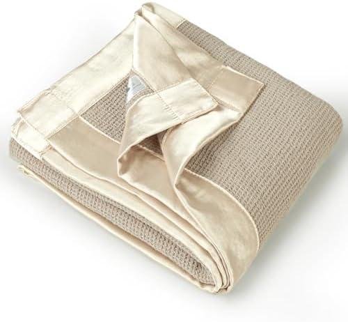 Lulumoon Waffle Swaddle Blanket with Satin Trim
