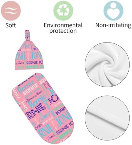 Personalized Baby Swaddle Set with Name and Hat 1