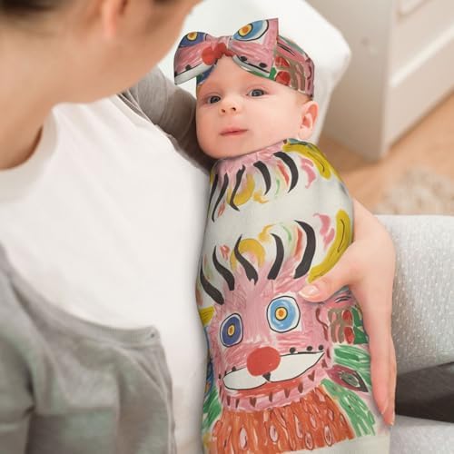 WZYCWB Handmade Picture Swaddle Blanket Set with Headband