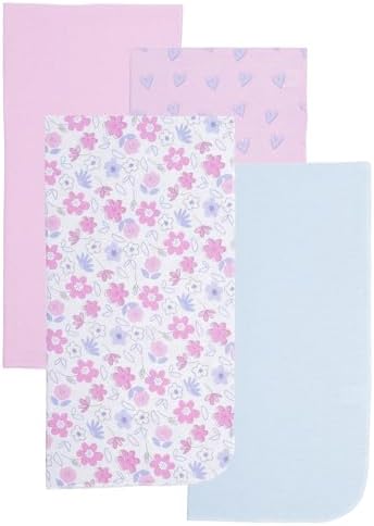 EVERYDAY KIDS 4 Pack Soft Flannel Swaddling Blankets for Newborn Girls