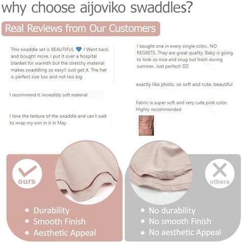 Aijoviko Newborn Swaddle Blanket with Hat Set 35x35