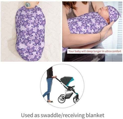 Muishi Purple Sea Turtle Swaddle Blanket Hat Set