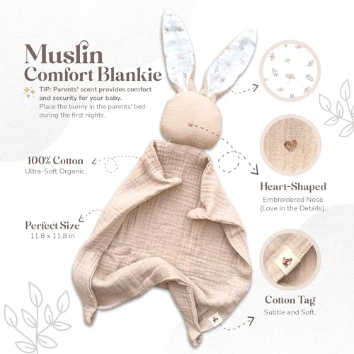 Mikito Organic Cotton Baby Muslin Lovey Bunny