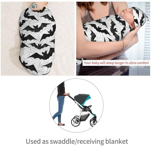 Muishi Black Bat Newborn Swaddle Blanket Hat Set 1