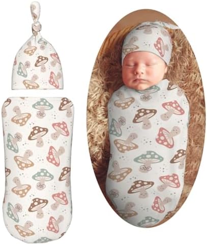Muishi Happy Mushroom Swaddle Blanket Hat Set