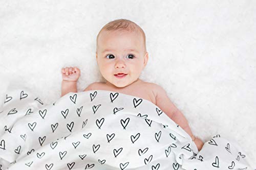 Lulujo Baby Swaddle Blanket Hearts 47 x 47-Inches