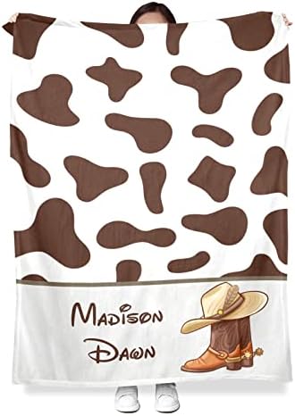 Deven Personalized Baby Blanket with Cowboy Boot Print 30x40 in