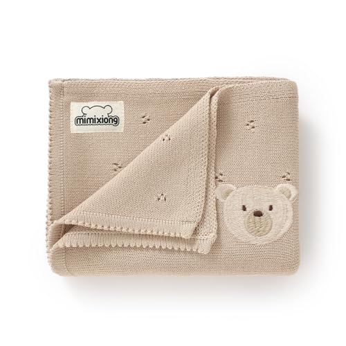 Mimixiong Organic Cotton Baby Blanket 40x30 Inch Oatmeal