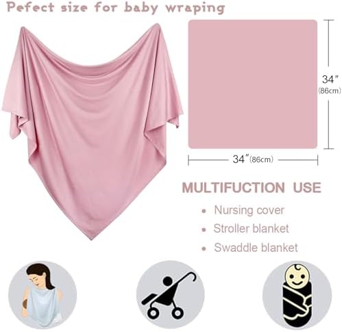 OWLOWLA 2Pack Newborn Swaddle Blanket with Hat Set