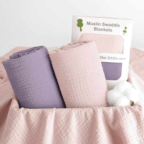 Susurration Muslin Swaddle Blanket 2Pack 40x40in Pink Purple