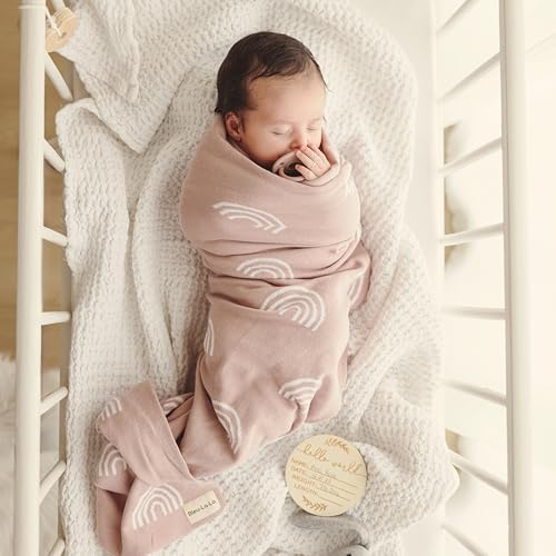 Bleu La La Knit Baby Swaddle Blanket - Rainbow Pink
