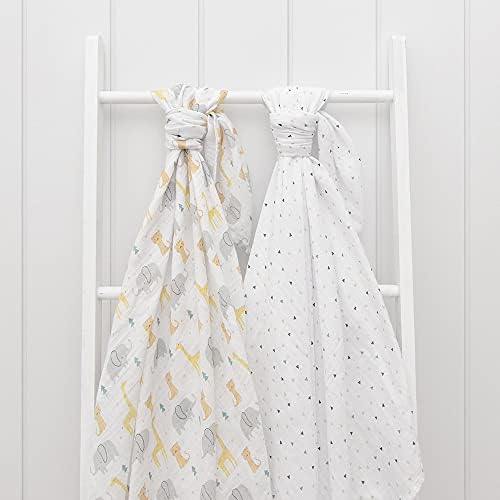 Living Textiles Animal Parade Swaddle Blankets 2-Pack - Ultra Soft Cotton Muslin