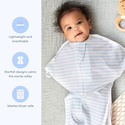 SleepingBaby Zipadee-Zip Transition Swaddle - BlueCream Medium 6-12 Months